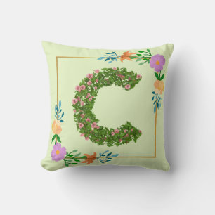 Coussin Lettre C de l'alphabet floral