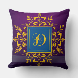Coussin Lettre D Classique de Style Monogramme Baroque Dor