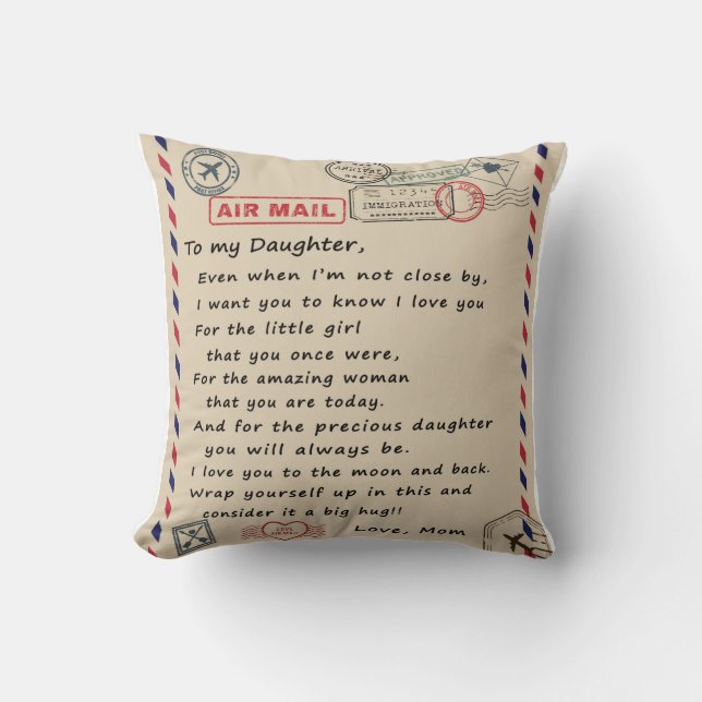 Coussin Lettre D'Amour À Ma Fille De Maman Cadeau D'Annive (Recto)