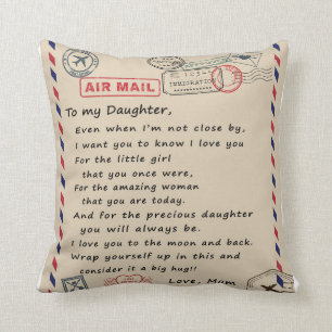 Coussin Lettre D'Amour À Ma Fille De Maman Cadeau D'Annive