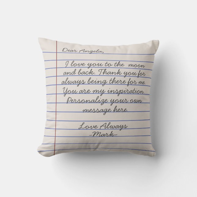 Coussin Lettre d'amour manuscrite ou message personnalisé (Recto)