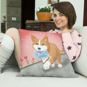 Coussin Lettre de doux cœur livrée par Corgi