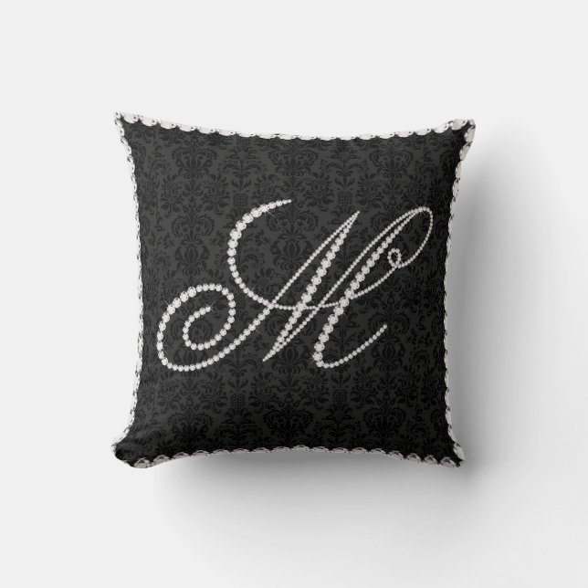 Coussin LETTRE Élégante M Diamants Étincelants -Monogramme (Recto)