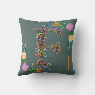 Coussin Lettre F de l'alphabet floral