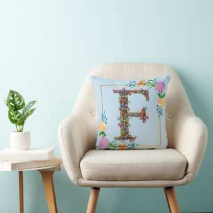 Coussin Lettre F de l'alphabet floral