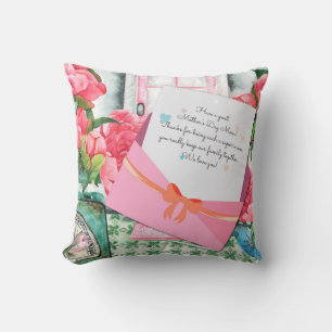 COUSSIN LETTRE FLEURIE ROSSE ENVELOE FÊTE DES MÈRES