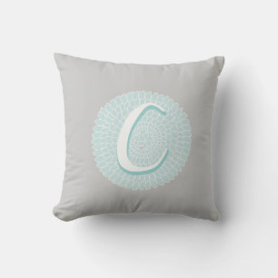 Coussin LETTRE Florale Bleue Gray C