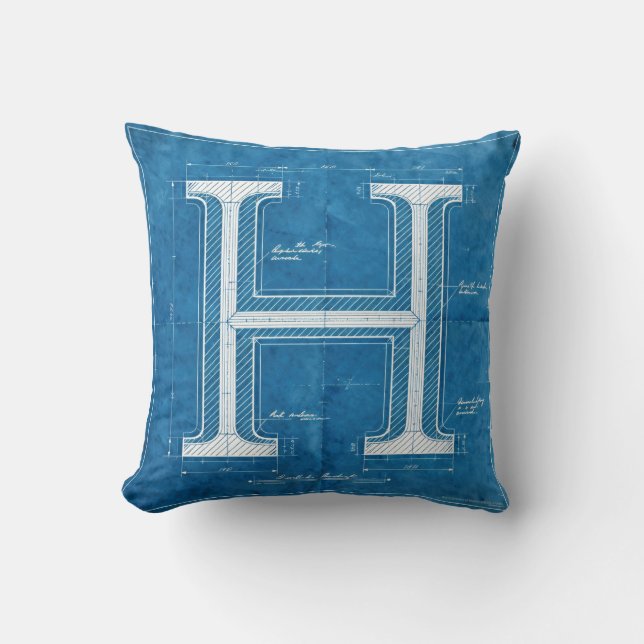 Coussin Lettre H Monogramme de plan (Recto)