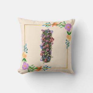 Coussin Lettre I de l'alphabet floral