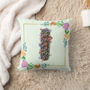 Coussin Lettre I de l'alphabet floral