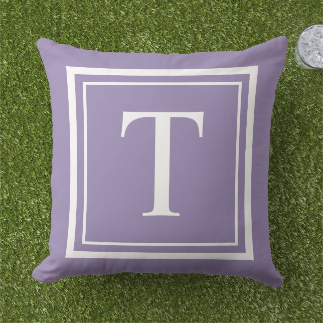 Coussin LETTRE INITIALE Carré pourpre personnalisé (Herbe)