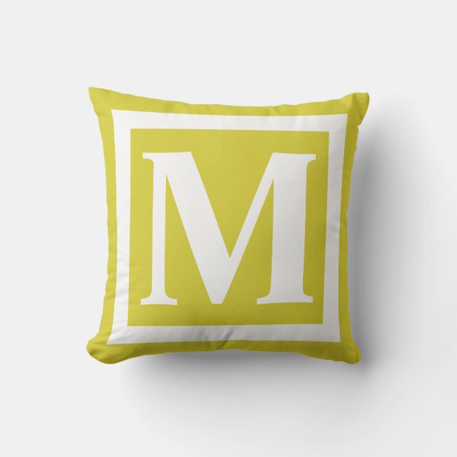 Coussin LETTRE INITIALE DE LA FAMILLE JAUNE personnalisée (Recto)