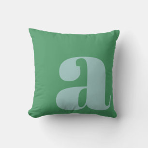 Coussin Lettre initiale de monogramme gras bleu clair vert