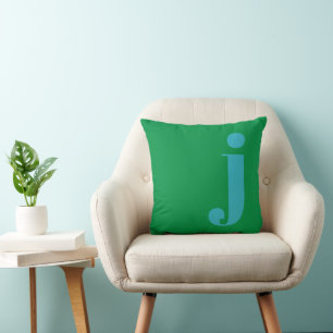 Coussin Lettre initiale de monogramme moderne bleu vert