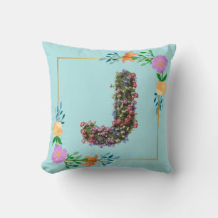 Coussin Lettre J de l'alphabet floral