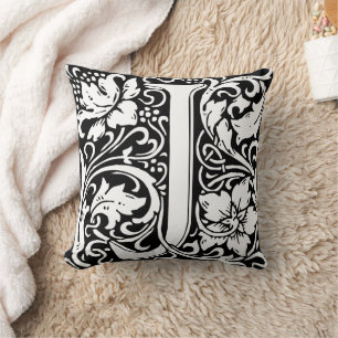 Coussin Lettre J Monogramme médiéval Art Nouveau
