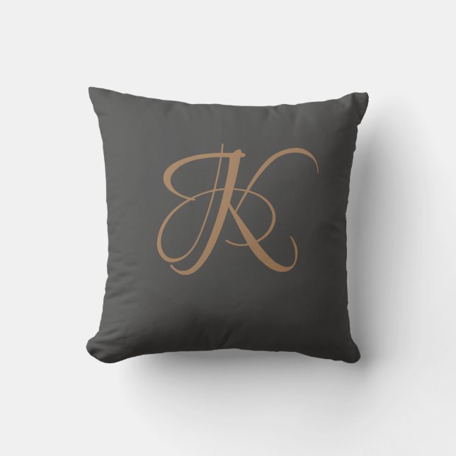 Coussin Lettre K Monogramme Initiale Personnalisée (Recto)