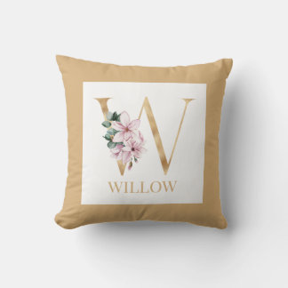 Coussin Lettre monogramme florale W
