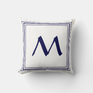 Coussin LETTRE MONOGRAPHIQUE CADRE Bleu COUCHON MINIMUM