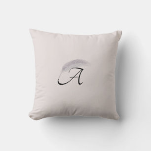 Coussin LETTRE MONOGRAPHIQUE UN Angle Plumes rose