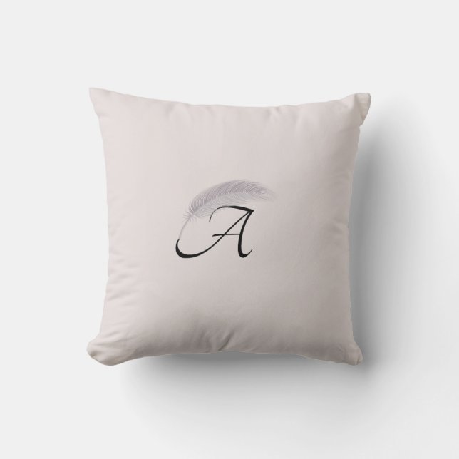Coussin LETTRE MONOGRAPHIQUE UN Angle Plumes rose (Recto)