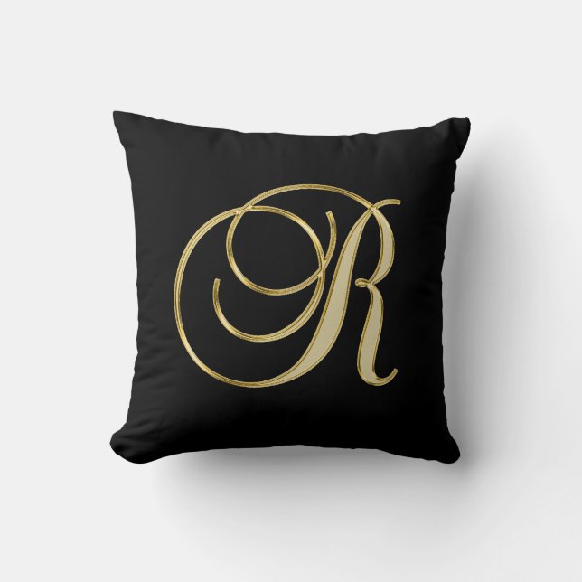 Coussin Lettre noire élégante 'R 'de monogramme de (Recto)
