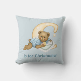 Coussin LETTRE Ours Teddy C MONogramme -Personnaliser
