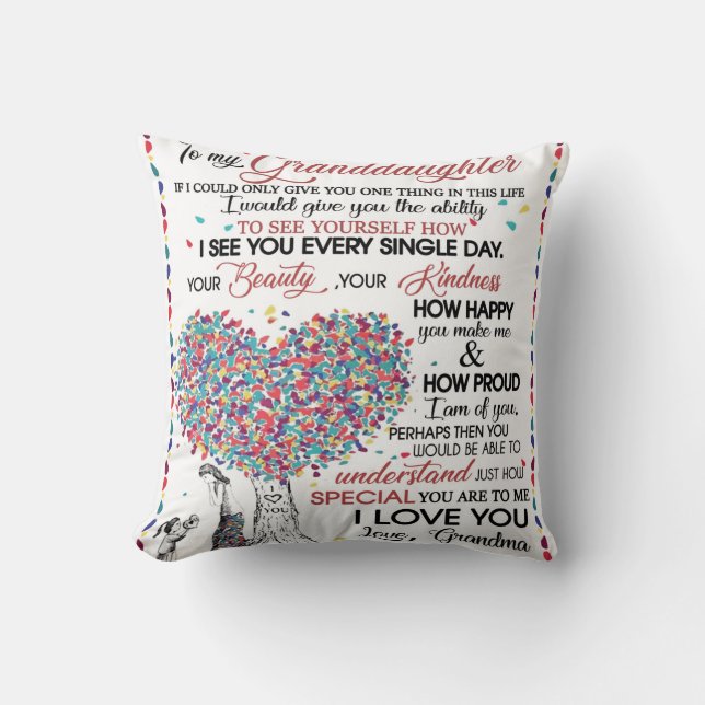 Coussin Lettre personnalisée à ma petite-fille (Recto)