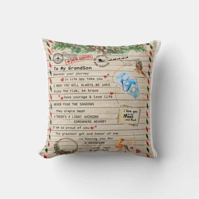 Coussin Lettre personnalisée à mon petit-fils de grand-pèr (Recto)
