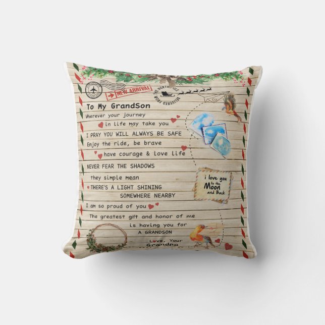 Coussin Lettre personnalisée à mon petit-fils de grand-pèr (Recto)