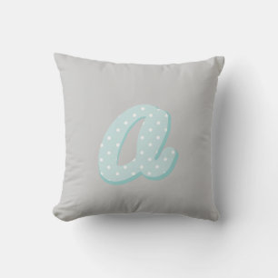 Coussin LETTRE POINTS Bleus Gris A