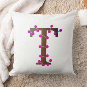 Coussin Lettre T initiale décorative en blanc