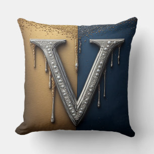 Coussin Lettre V Monogramme Avec Diamants Perles