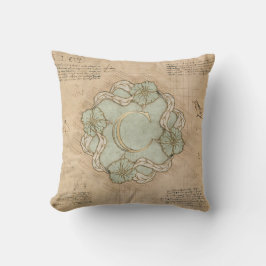 Coussin Lettre vintage artisanale C Word Art Green Gold