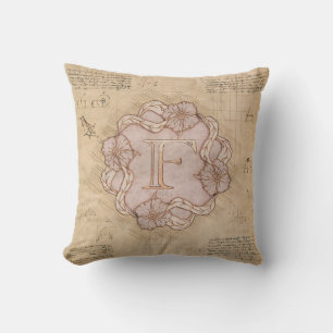 Coussin Lettre vintage artisanale F Word Art Rose Or