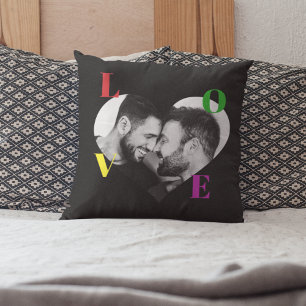 Coussin Lettres d'amour LGBT Pride Black & White Photo per