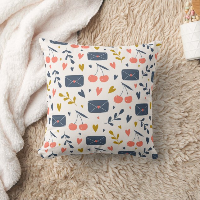 Coussin Lettres d'amour mignonnes et cerises Motif (Couverture)