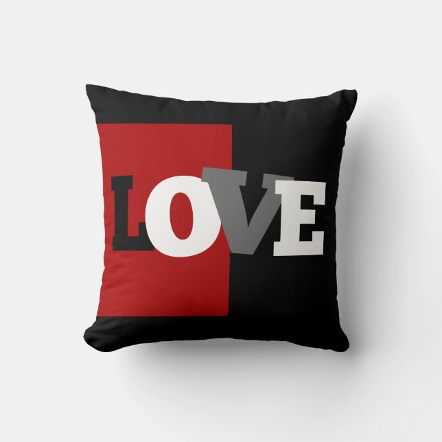 Coussin Lettres LOVE (noir, blanc, gris, cramson) (Recto)