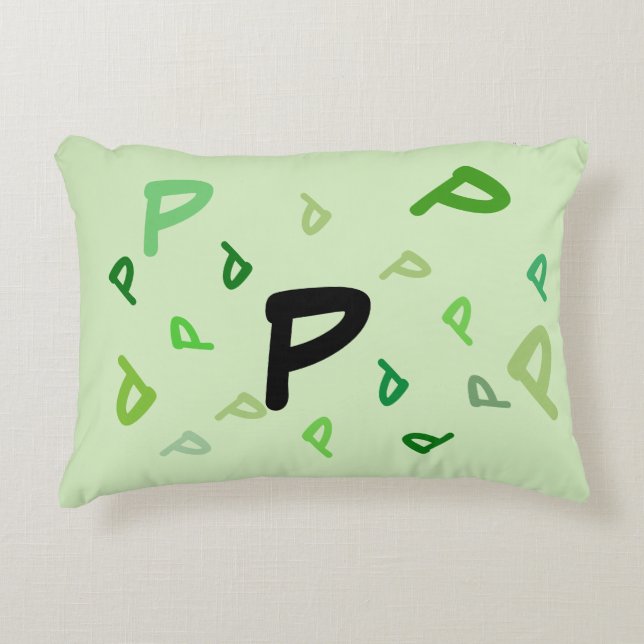 Coussin - Lettres mélangées en vert (Devant)