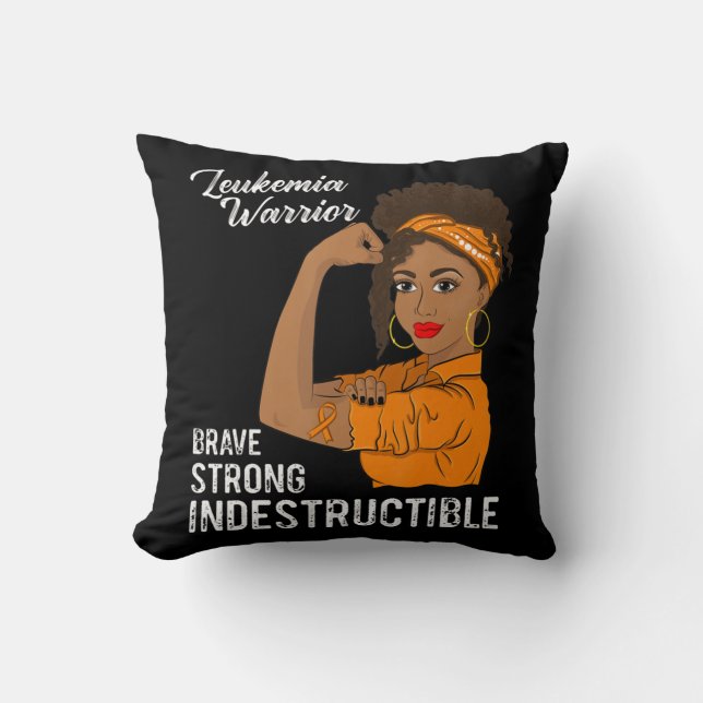 Coussin Leucémie Guerrier Indestructible Cancer Survivant  (Recto)