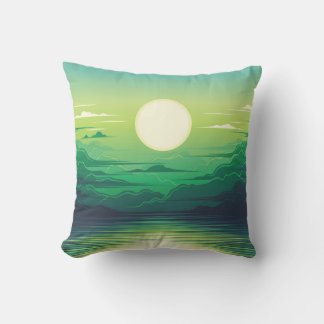 Coussin Lever de soleil dans la mer habillage d'illustrati