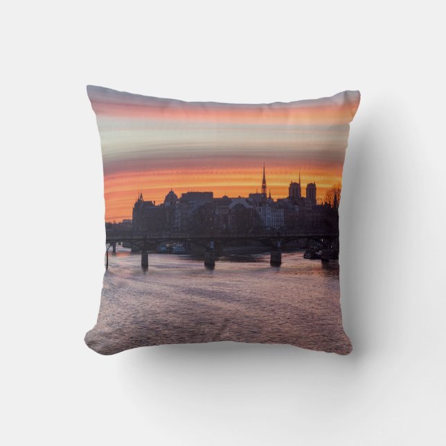 Coussin Lever de soleil sur l'île de la Cité et Notre Dame (Recto)