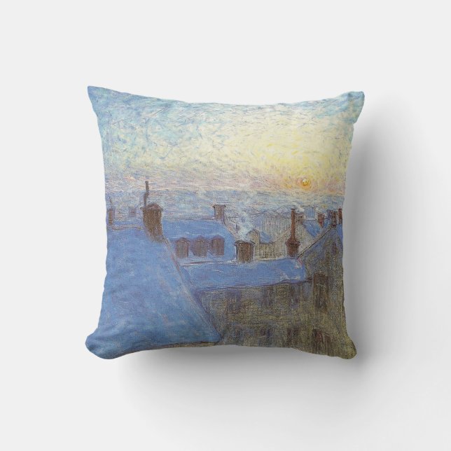 Coussin Lever du soleil sur les toits (par Eugène Jansson) (Recto)