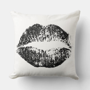 Coussin Lèvres à Parties scintillant noire #2