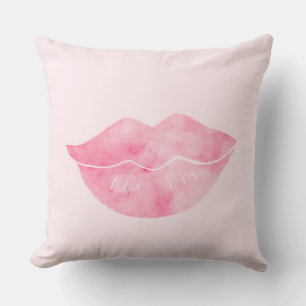 Coussin Lèvres Aquarelle Rose Or