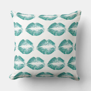 Coussin Lèvres de Parties scintillant turquoise #4