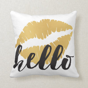 Coussin Lèvres d'or + Bonjour