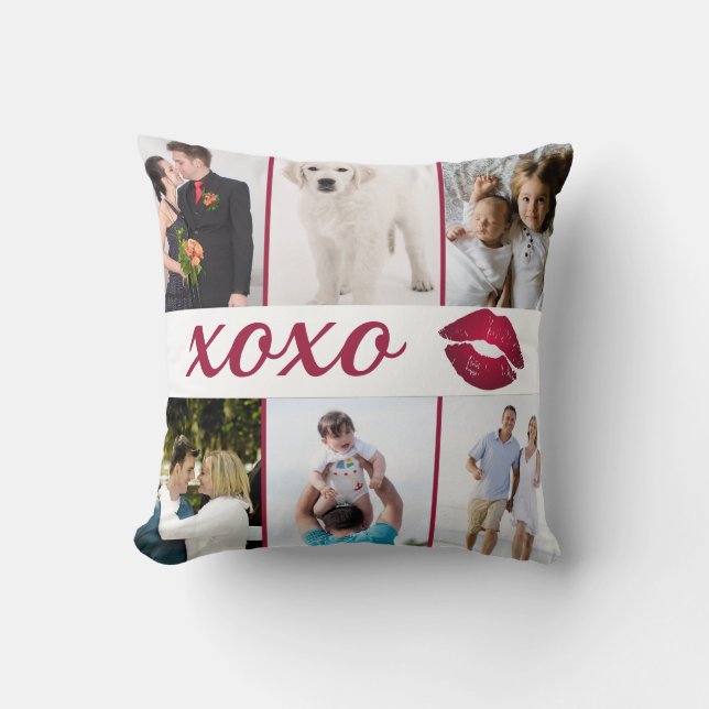Coussin Lèvres du collage XOXO Bourgogne de photo de la (Recto)