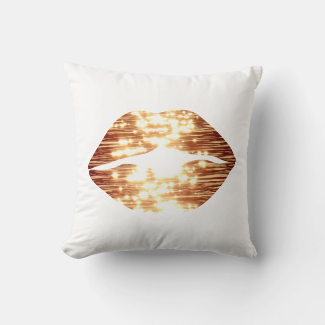 Coussin Lèvres Pailletées Dorées (Recto)
