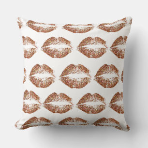 Coussin Lèvres Pailletées Orange #3